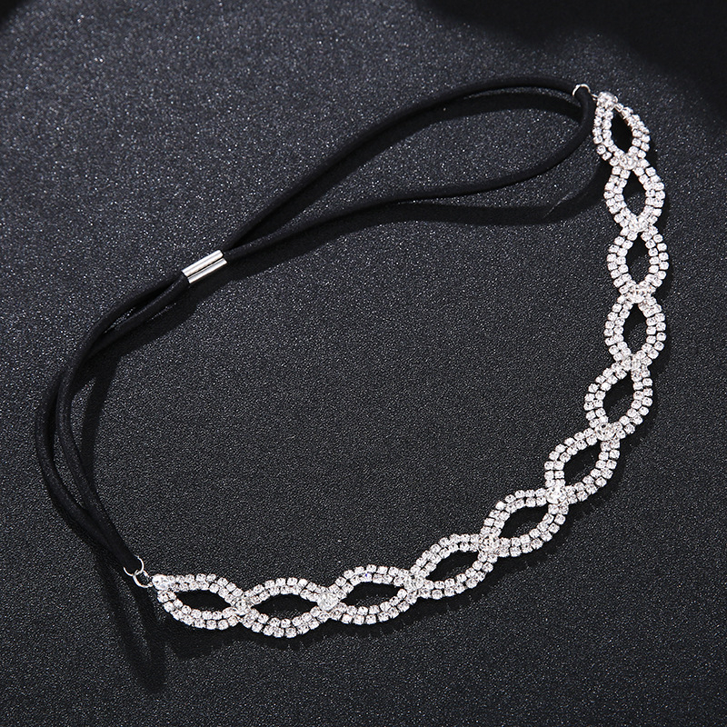 Euroopa ja Ameerika pruudi pulmakleit Juukseaksessuaarid Geomeetrilise disainiga teemantpeapael Igapäevane survega rhinestone`iga elastne juuksepael