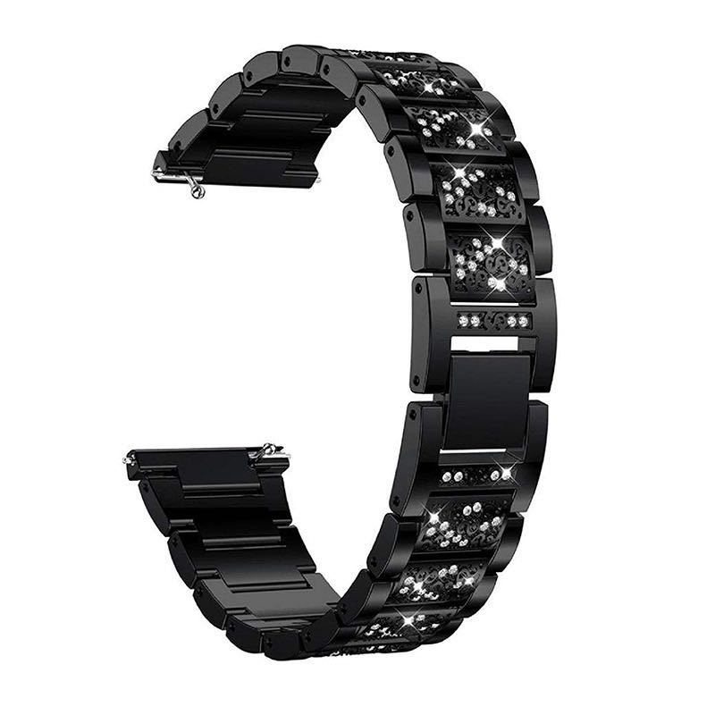 Pre Samsung Galaxy Watch 4 Gear S3 Active2, kovový remienok s tromi korálkami a diamantmi, kamienkami a diamantmi.