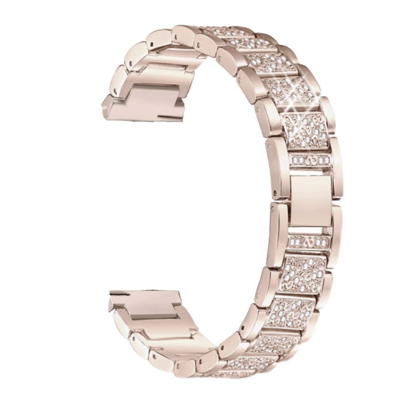 Pre Samsung Galaxy Watch 4 Gear S3 Active2, kovový remienok s tromi korálkami a diamantmi, kamienkami a diamantmi.