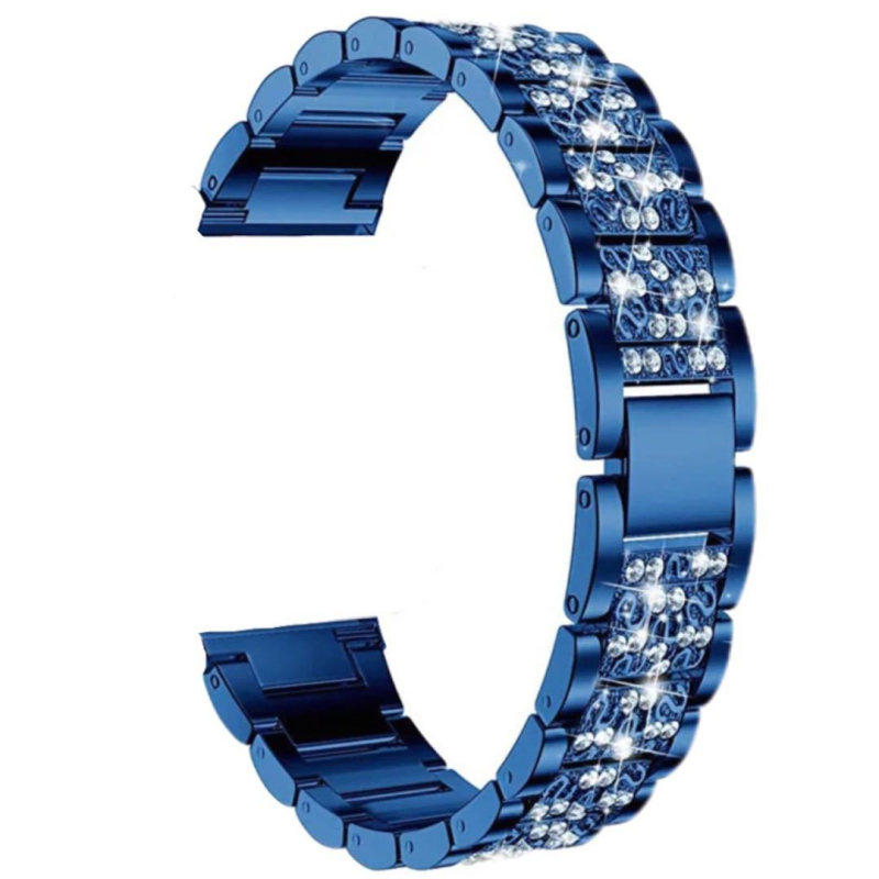 Pre Samsung Galaxy Watch 4 Gear S3 Active2, kovový remienok s tromi korálkami a diamantmi, kamienkami a diamantmi.