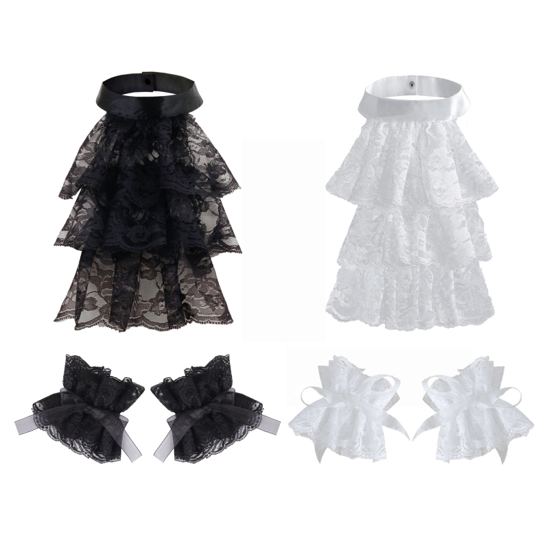 Retro čipkovaný golier s falošným golierom od Amazonu, operný cirkusový klaun, doplnky na fotografovanie