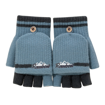 10–15 metų berniukų žieminės puspirštės atverčiamos pirštinės mokiniams, rašančios korėjietiško stiliaus megztos šalčiui atsparios vilnos siūlų vaikiškos šiltos pirštinės