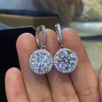 5 karatų „Mosan“ deimantiniai auskarai, platininiai auskarai, importuoti iš Jungtinių Amerikos Valstijų, „Moissanite Group“ įdėkliniai auskarai, princesės apvalūs maišelio formos auskarai moterims.