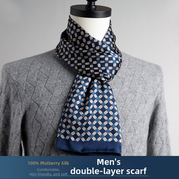 Aukštos kokybės šilko šalikas, vyriškas šilkmedžio šilko rudens ir žiemos 2025 m. naujas plonas šilko šalikas, dėvėti kostiumą, marškinius, kaklo apsaugos šalikas