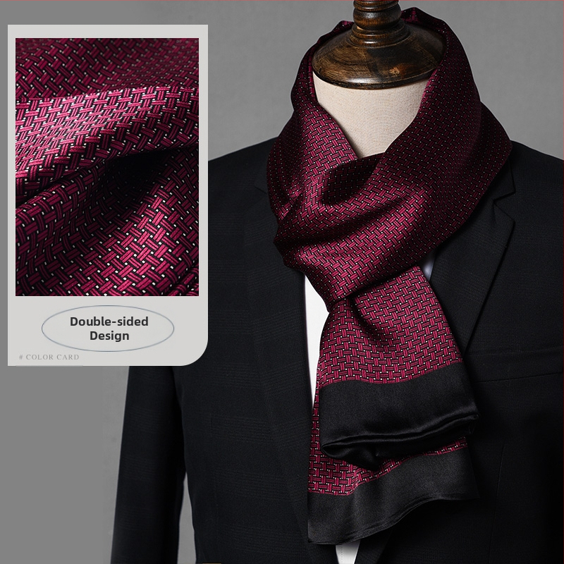 Aukštos kokybės šilko šalikas, vyriškas šilkmedžio šilko rudens ir žiemos 2025 m. naujas plonas šilko šalikas, dėvėti kostiumą, marškinius, kaklo apsaugos šalikas