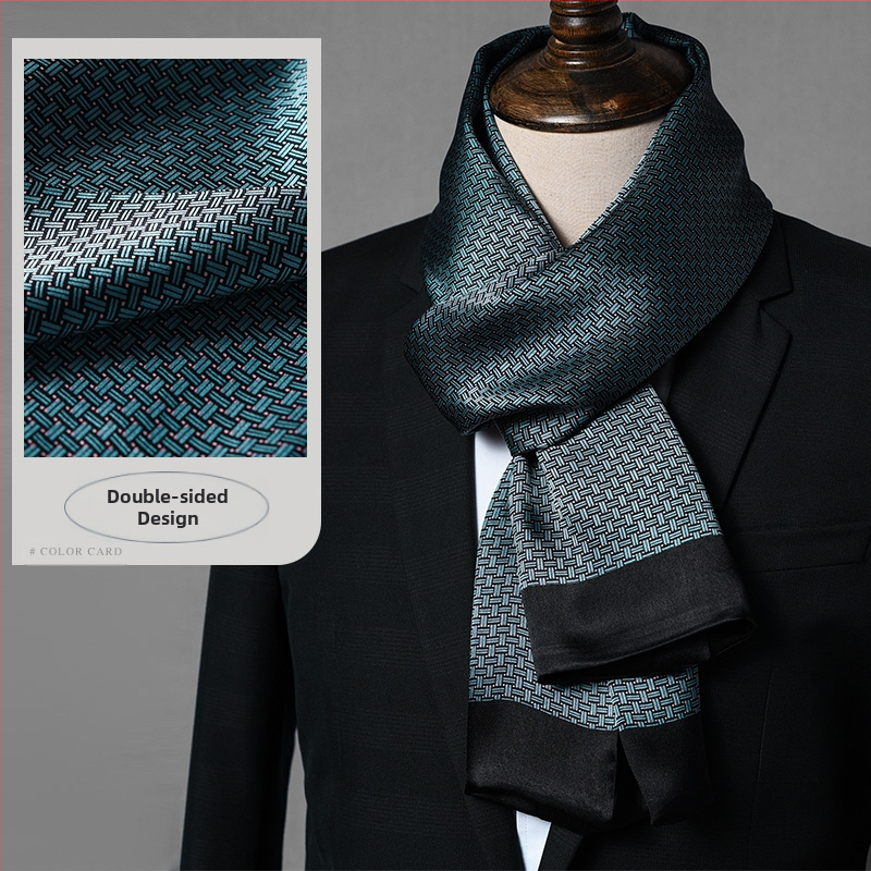 Aukštos kokybės šilko šalikas, vyriškas šilkmedžio šilko rudens ir žiemos 2025 m. naujas plonas šilko šalikas, dėvėti kostiumą, marškinius, kaklo apsaugos šalikas