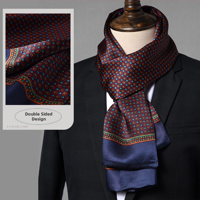 Aukštos kokybės šilko šalikas, vyriškas šilkmedžio šilko rudens ir žiemos 2025 m. naujas plonas šilko šalikas, dėvėti kostiumą, marškinius, kaklo apsaugos šalikas