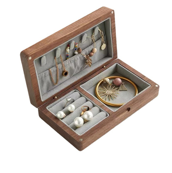 Μαύρο ξύλινο κουτί κοσμημάτων Flip από ξύλο καρυδιάς, φορητό κουτί κοσμημάτων, κολιέ, σκουλαρίκια, βραχιόλι, ξύλινο κουτί αποθήκευσης, επιτραπέζιο κουτί οργάνωσης από μασίφ ξύλο