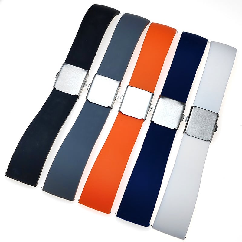 Απλό μοτίβο, αυτόματο λουράκι ρολογιού σιλικόνης λαδιού με γρήγορη απελευθέρωση και προστασία από τη σκόνη, 18, 20, 22, 24 χιλ.