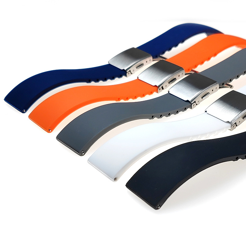 Απλό μοτίβο, αυτόματο λουράκι ρολογιού σιλικόνης λαδιού με γρήγορη απελευθέρωση και προστασία από τη σκόνη, 18, 20, 22, 24 χιλ.