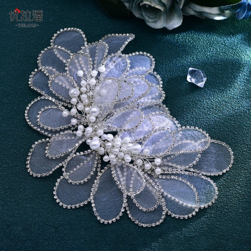 „Yulapan HP681“ vintažinis tinklelio perlų galvos apdangalas korėjietiškos nuotakos plaukų kompresinis galvos apdangalas vestuvinei suknelei vestuviniai aksesuarai