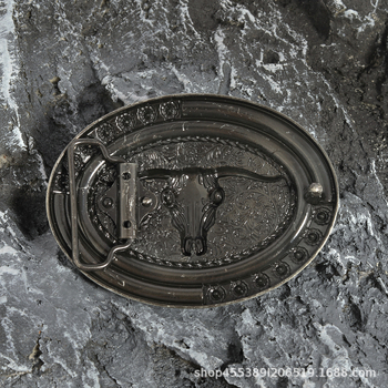 Piiriülene uus läänelik teksariie sileda pandlaga, iseloomuliku loomingulise vööpandlaga, peaga reljeefne suur lillemuster Niutou vööaksessuaarid