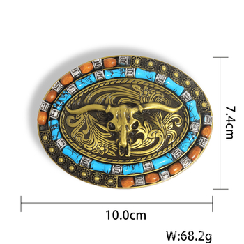 Piiriülene uus läänelik teksariie sileda pandlaga, iseloomuliku loomingulise vööpandlaga, peaga reljeefne suur lillemuster Niutou vööaksessuaarid