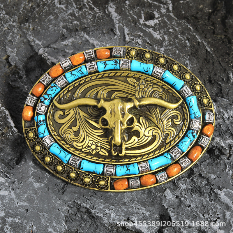 Naujas tarpvalstybinis vakarietiškas džinsinis lygus sagtis išskirtinė kūrybinga diržo sagtis su įspausta didele gėle „Niutou“ diržo aksesuarai