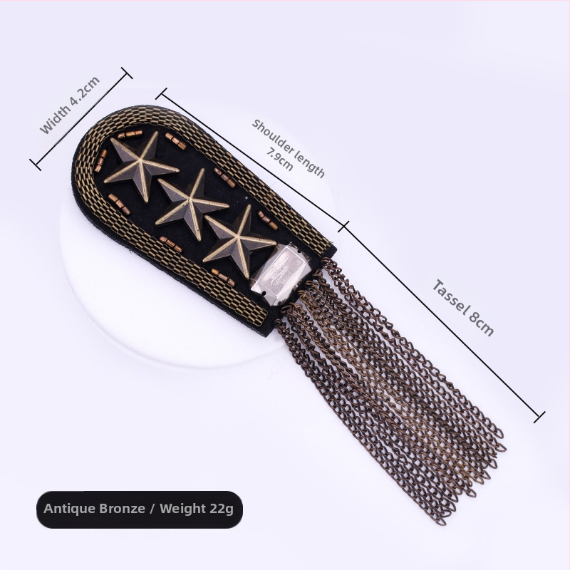 Kuum müük Briti vintage rõivaste õlaaksoost, temperamentne metallist tutiga õlarihmad, viieharulise tähega medaliga meeste ja naiste pross