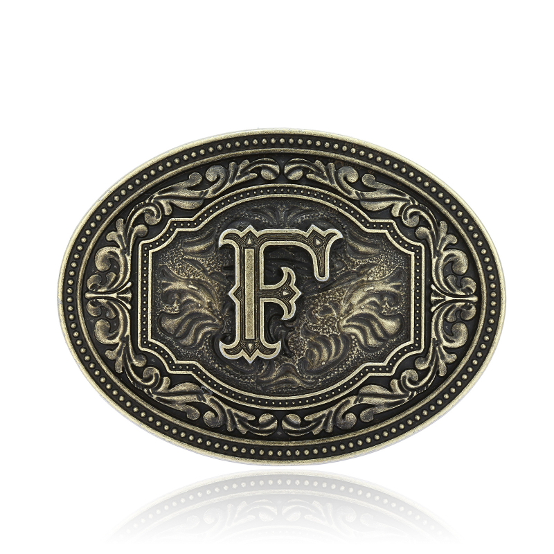 [Yin Speed] Vesterno kaubojaus raidės ir Džokerio asmenybės metalinis raštas nuo A iki Z diržo sagtis, vientisi plaukai