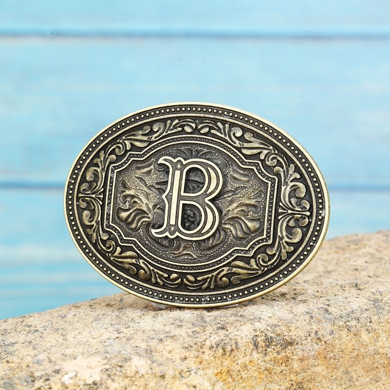 [Yin Speed] Vesterno kaubojaus raidės ir Džokerio asmenybės metalinis raštas nuo A iki Z diržo sagtis, vientisi plaukai