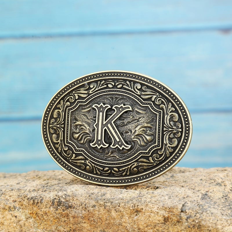 [Yin Speed] Vesterno kaubojaus raidės ir Džokerio asmenybės metalinis raštas nuo A iki Z diržo sagtis, vientisi plaukai