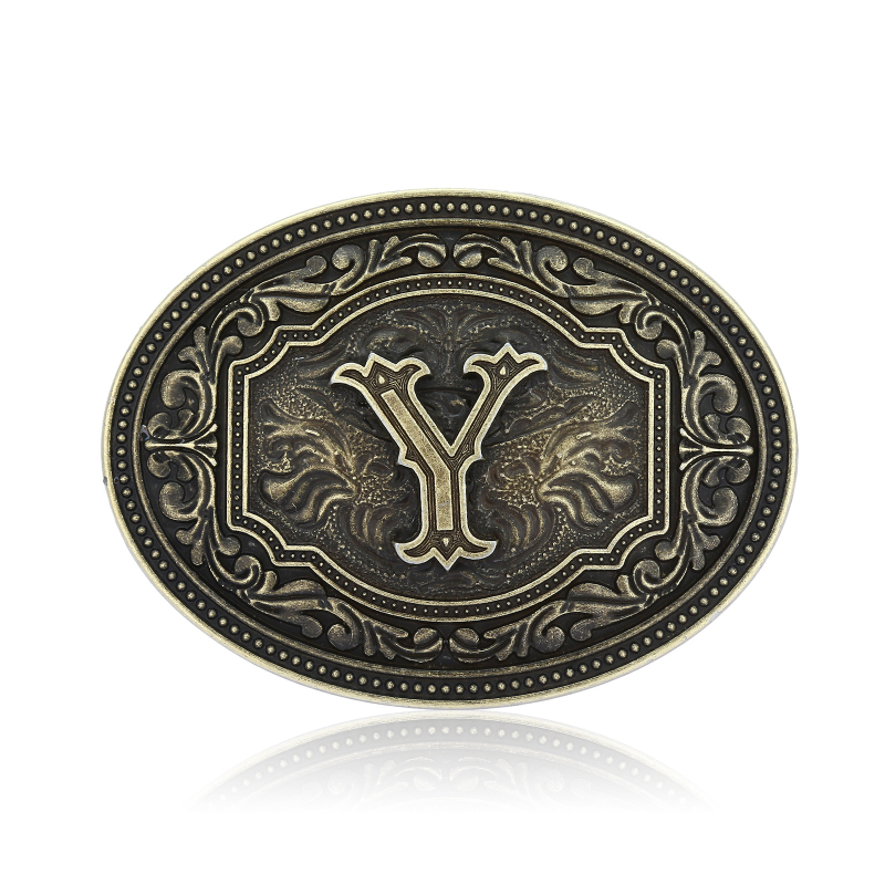 [Yin Speed] Vesterno kaubojaus raidės ir Džokerio asmenybės metalinis raštas nuo A iki Z diržo sagtis, vientisi plaukai