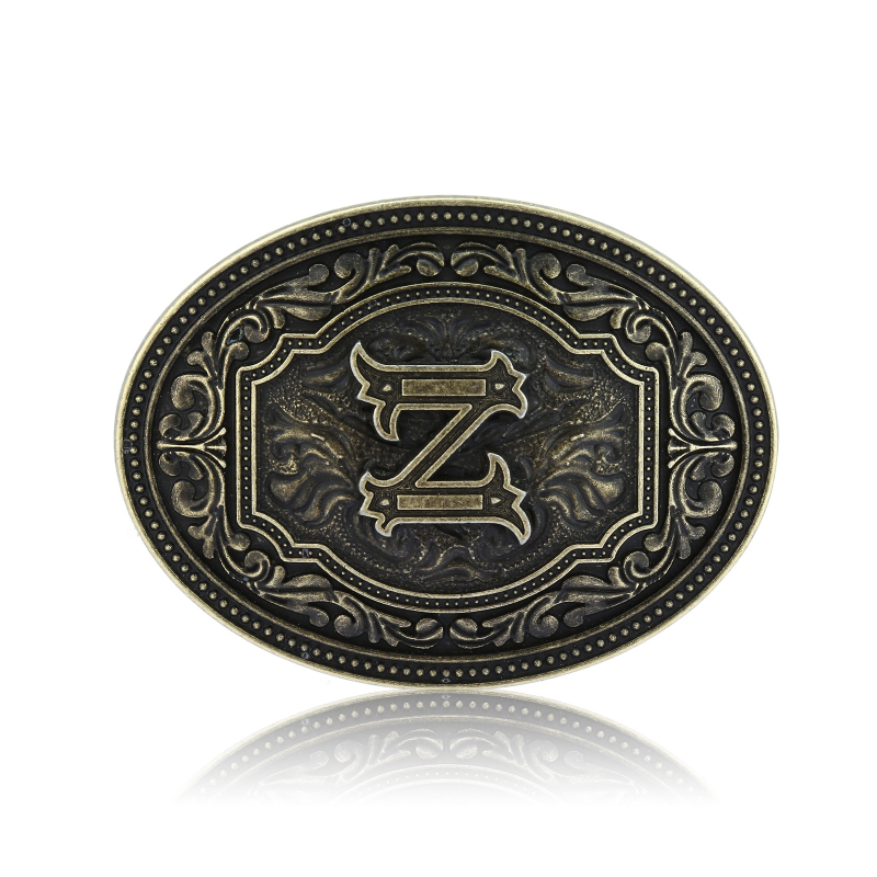 [Yin Speed] Vesterno kaubojaus raidės ir Džokerio asmenybės metalinis raštas nuo A iki Z diržo sagtis, vientisi plaukai