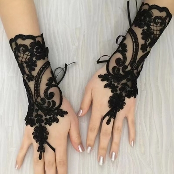 Pruudi pulmakindad pulmaaksessuaarid pitsist sõrmedeta võrkkindad päikesekaitse pitsist käevõru väliskaubanduse kuum