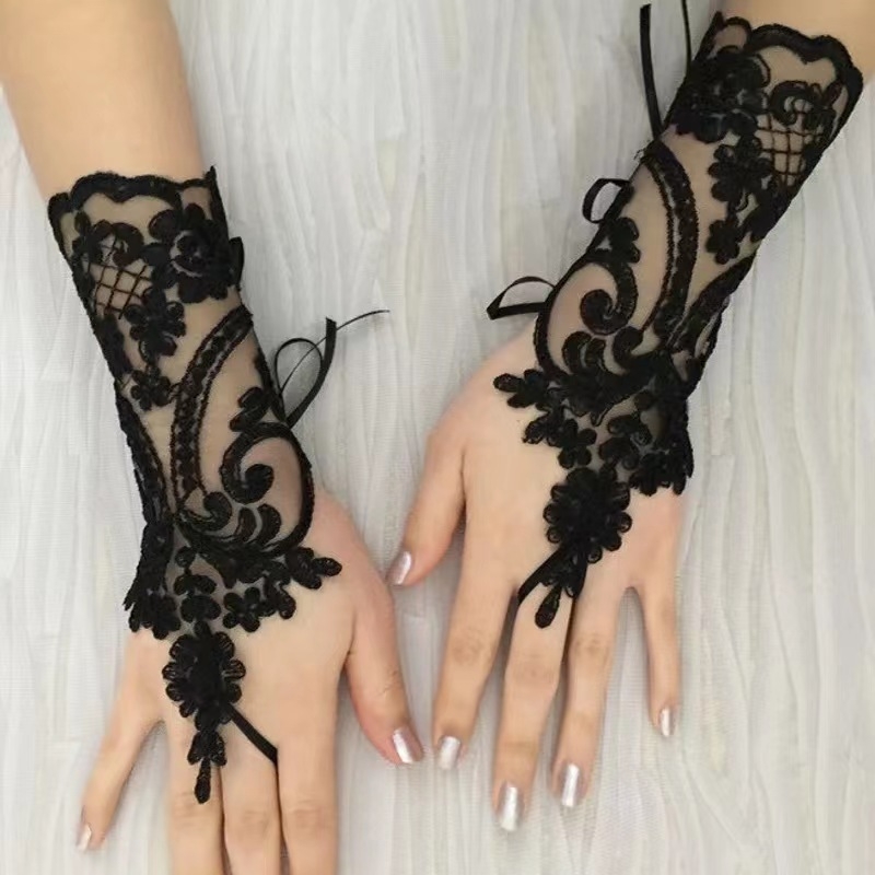 Pruudi pulmakindad pulmaaksessuaarid pitsist sõrmedeta võrkkindad päikesekaitse pitsist käevõru väliskaubanduse kuum