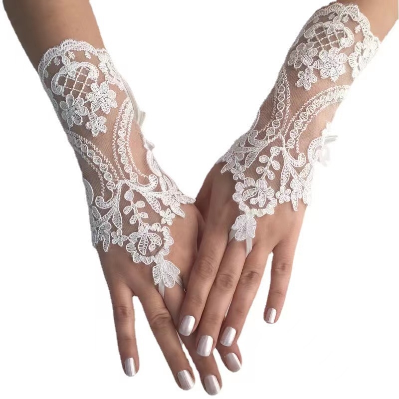 Pruudi pulmakindad pulmaaksessuaarid pitsist sõrmedeta võrkkindad päikesekaitse pitsist käevõru väliskaubanduse kuum