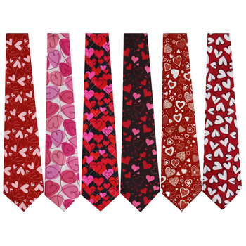 Cravată multicoloră cu inimă pentru Ziua Îndrăgostiților, imprimată manual, cu desene și mostre transfrontaliere pentru petrecerea de bal, poate fi folosită ca ținută formală