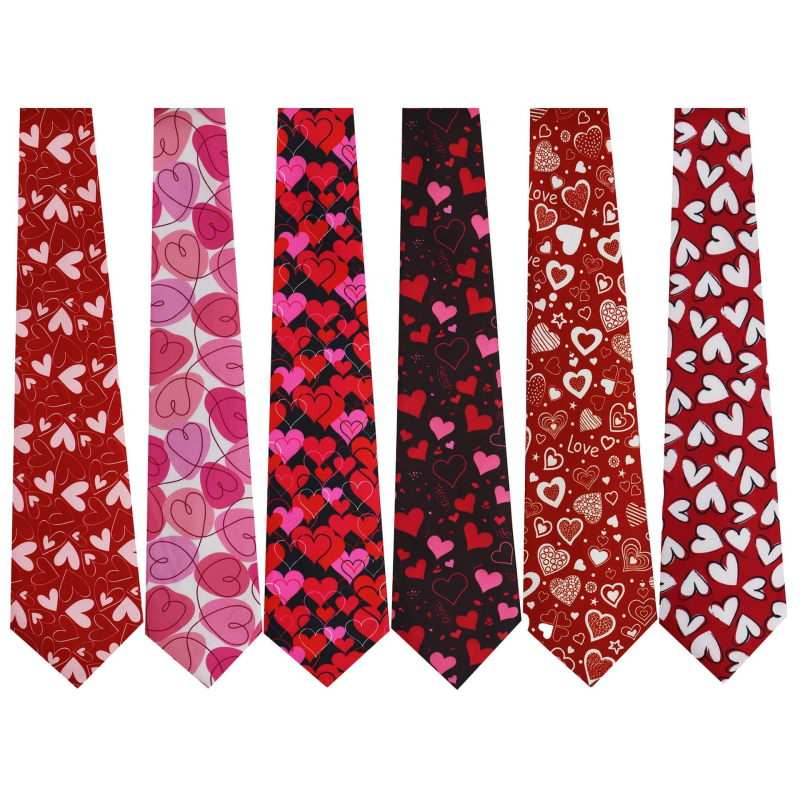 Cravată multicoloră cu inimă pentru Ziua Îndrăgostiților, imprimată manual, cu desene și mostre transfrontaliere pentru petrecerea de bal, poate fi folosită ca ținută formală