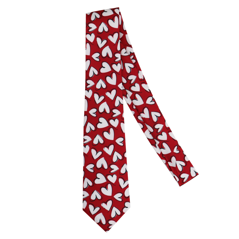 Cravată multicoloră cu inimă pentru Ziua Îndrăgostiților, imprimată manual, cu desene și mostre transfrontaliere pentru petrecerea de bal, poate fi folosită ca ținută formală