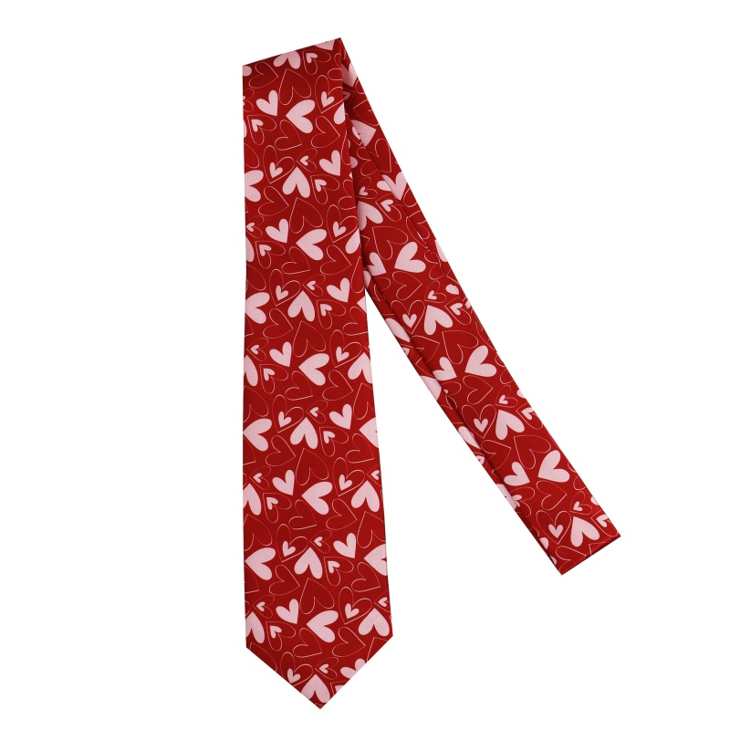 Cravată multicoloră cu inimă pentru Ziua Îndrăgostiților, imprimată manual, cu desene și mostre transfrontaliere pentru petrecerea de bal, poate fi folosită ca ținută formală