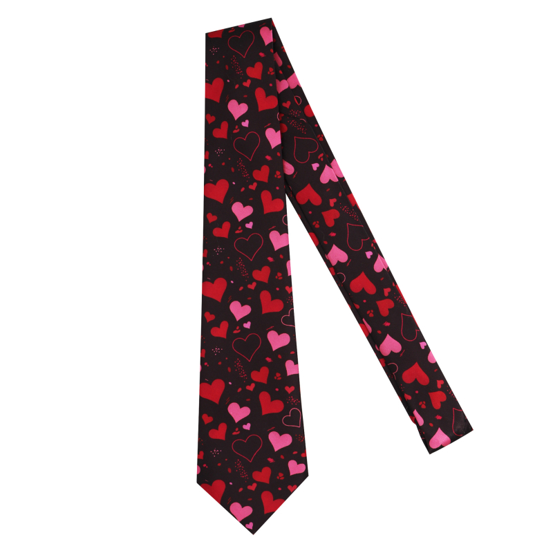 Cravată multicoloră cu inimă pentru Ziua Îndrăgostiților, imprimată manual, cu desene și mostre transfrontaliere pentru petrecerea de bal, poate fi folosită ca ținută formală