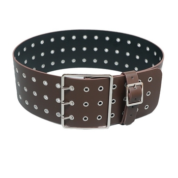 Vintage-stiilis kolmerealine kollane seemisnahast vöökate, mida saab kaunistada liialdatud tänavavööga