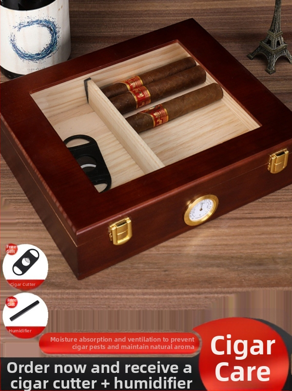 Uus niisutav sigarikarp imporditud männipuidust sigarikarbi komplekt sigarikarbis suletud Kuuba sigari niisutav karp