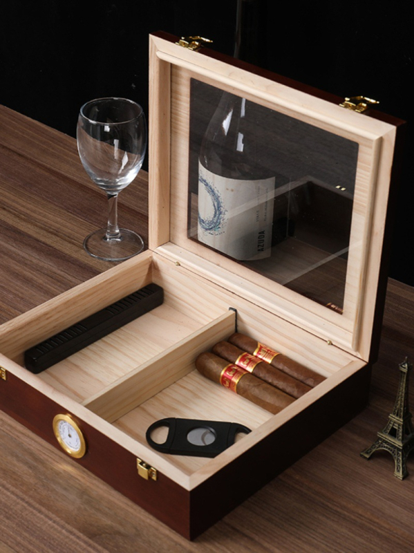 Jauna cigāru kastes mitrinoša kaste importēta priedes cigāru kastes komplekts cigāru kaste aizzīmogota kubiešu cigāru mitrinoša kaste