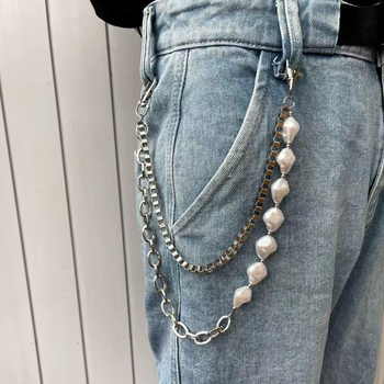 Perlový retiazkový opasok na nohavice, dámsky štýlový retiazkový opasok na nohavice, výrazný džínsy, sukne, doplnky, pánsky horúci dievčenský retiazkový opasok