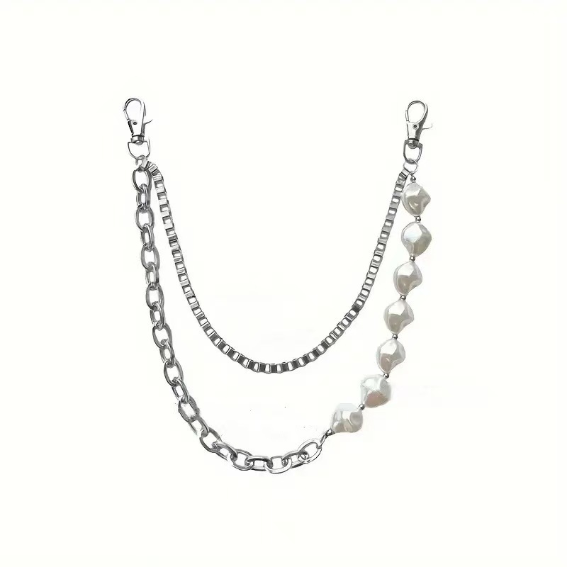 Perlový retiazkový opasok na nohavice, dámsky štýlový retiazkový opasok na nohavice, výrazný džínsy, sukne, doplnky, pánsky horúci dievčenský retiazkový opasok