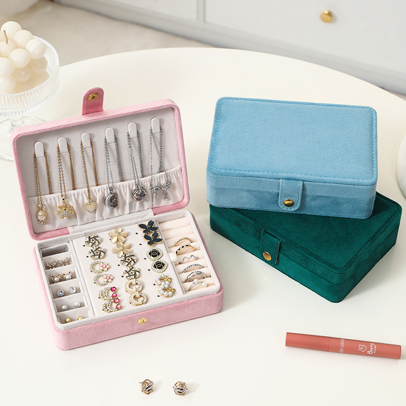 Flanelinis vieno sluoksnio karoliai, žiedai, papuošalų laikymo dėžutė, auskarai, auskarų laikymo dėžutė, daugiafunkcinė papuošalų dėžutė