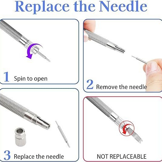 Kellaparandustööriist 53 osa/53-in-1 kellarihma parandusnõela vahetus topeltkõrvarõngaga tööriist, 53-osaline komplekt