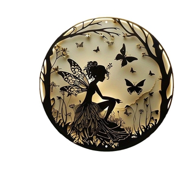Μαγικό μενταγιόν με ακρυλικό σχέδιο με θέμα τη νεράιδα και την πεταλούδα, ζωγραφισμένο