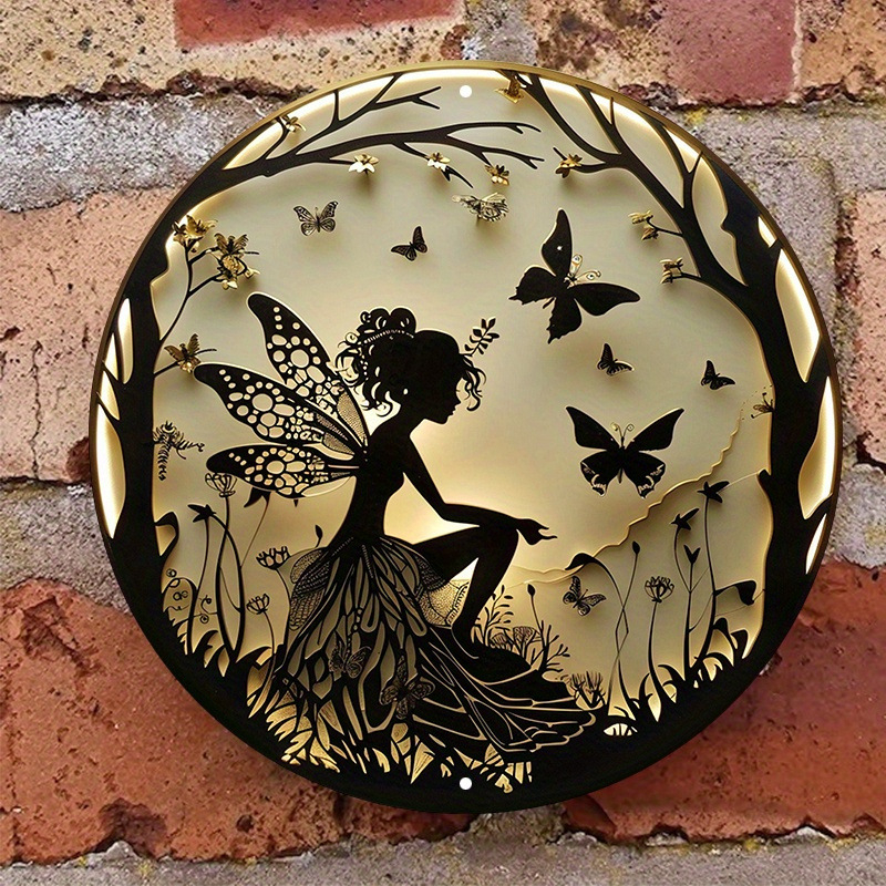 Μαγικό μενταγιόν με ακρυλικό σχέδιο με θέμα τη νεράιδα και την πεταλούδα, ζωγραφισμένο