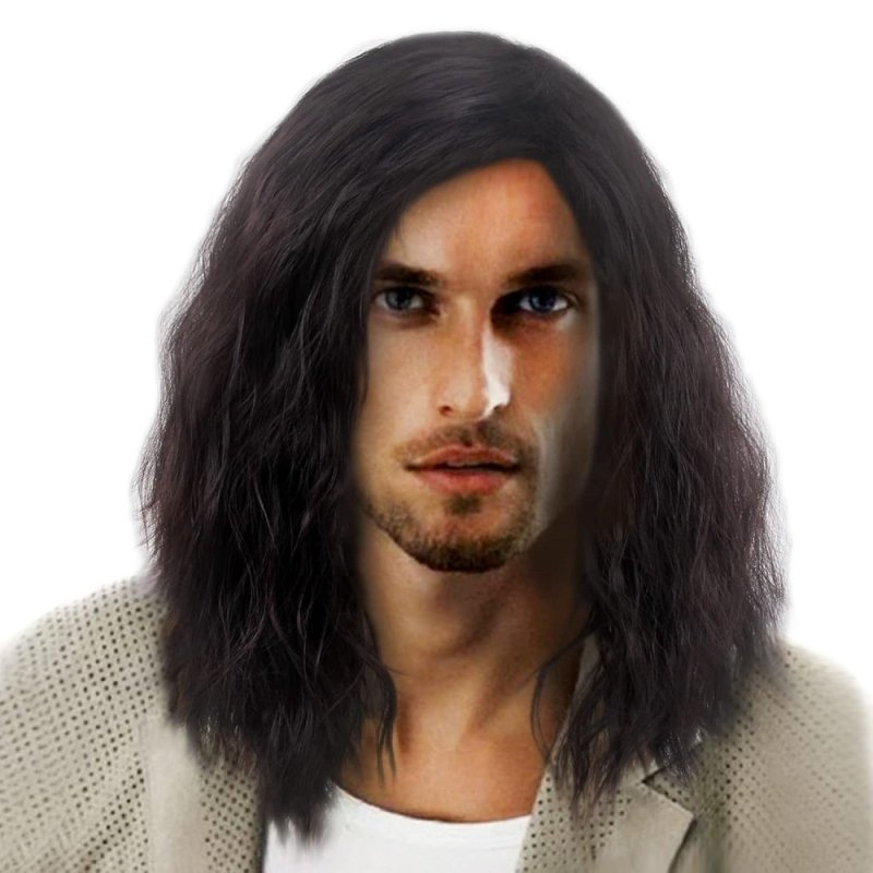 Väliskaubanduse Euroopa ja Ameerika parukas meeste parukas 80 põlvkonna kivihabemega pruunide lokkis juustega peakate rollimängupeosoengud