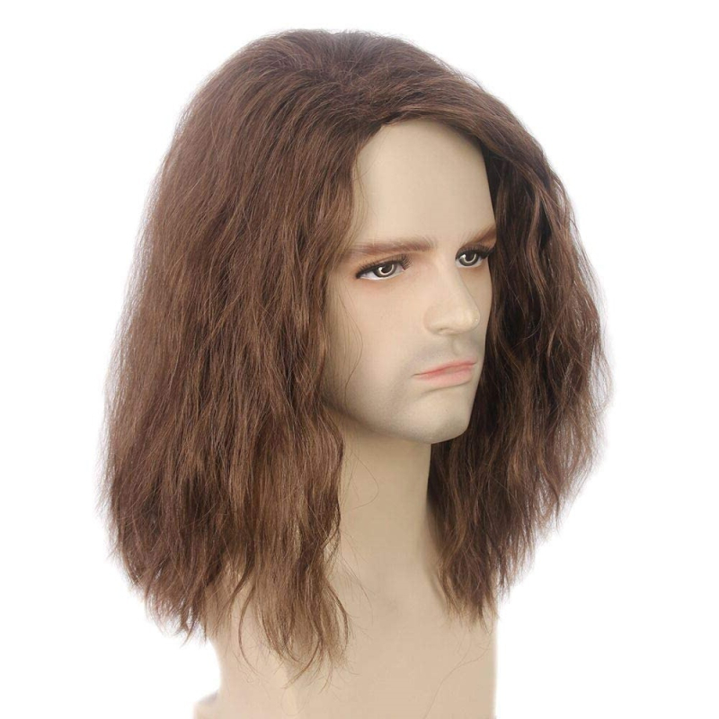 Väliskaubanduse Euroopa ja Ameerika parukas meeste parukas 80 põlvkonna kivihabemega pruunide lokkis juustega peakate rollimängupeosoengud