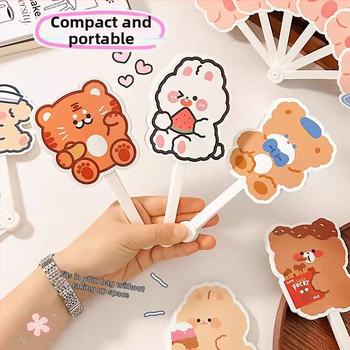 Χαριτωμένο κινούμενο έξι πτυσσόμενο ανεμιστήρα καλοκαιρινό φορητό χειρός μικρό ανεμιστήρα μαθητές παιδιά πτυσσόμενο ανεμιστήρα πλαστικό ανεμιστήρα χειρός