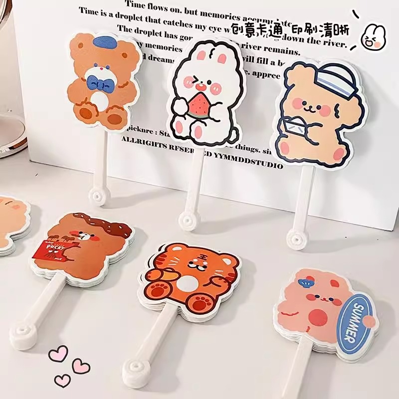 Mielas animacinis šešių sulankstomų ventiliatorių vasarinis nešiojamas mažas ventiliatorius studentams vaikams sulankstomas ventiliatorius plastikinis rankinis ventiliatorius