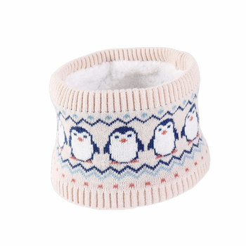 2024 m. rudens ir žiemos vaikiškas unisex pingvino formos megztinis, kepurė su ausų atvartais, kaklo šildytuvas, apykaklė ir pirštinės su žakardo dizainu, universalus