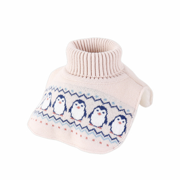2024 m. rudens ir žiemos vaikiškas unisex pingvino formos megztinis, kepurė su ausų atvartais, kaklo šildytuvas, apykaklė ir pirštinės su žakardo dizainu, universalus