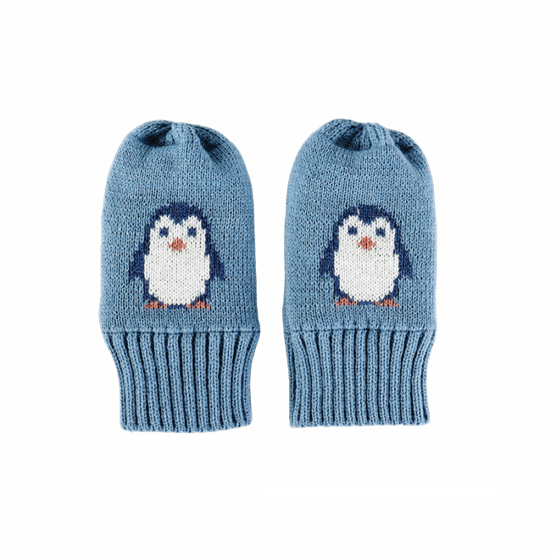 2024 m. rudens ir žiemos vaikiškas unisex pingvino formos megztinis, kepurė su ausų atvartais, kaklo šildytuvas, apykaklė ir pirštinės su žakardo dizainu, universalus