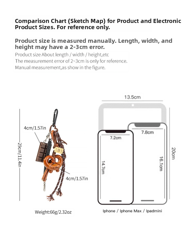 Ключодържател с алкален възел и шоколадов геврек Maillard Brown в корейски стил Ins, декоративна верижка, висулка с алкален хляб в стил Miu