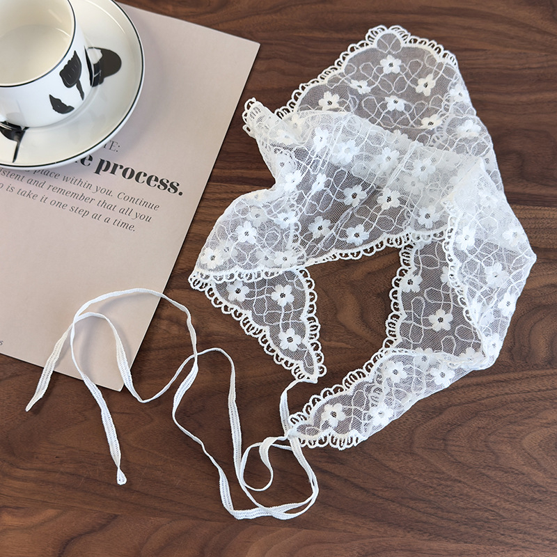 retro nėriniuota gėlėta galvos apdangalas moteriškas trikampis šalikas šilko šalikas plaukų juosta plaukų raištelis kojų apsauga mielas saldus kelioninis galvos apdangalas